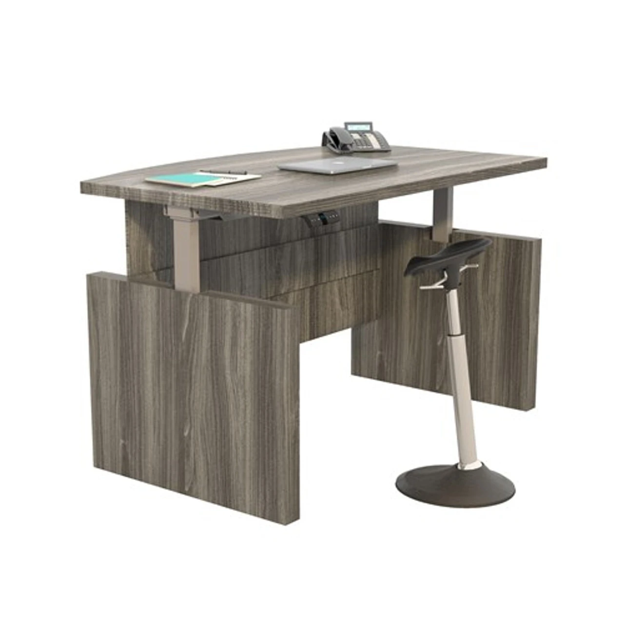 Aberdeen® 72" Height-Adjustable Bow Front Desk With Base 4 Aberdeen® 72" Height-Adjustable Bow Front Desk With Base - Image 2