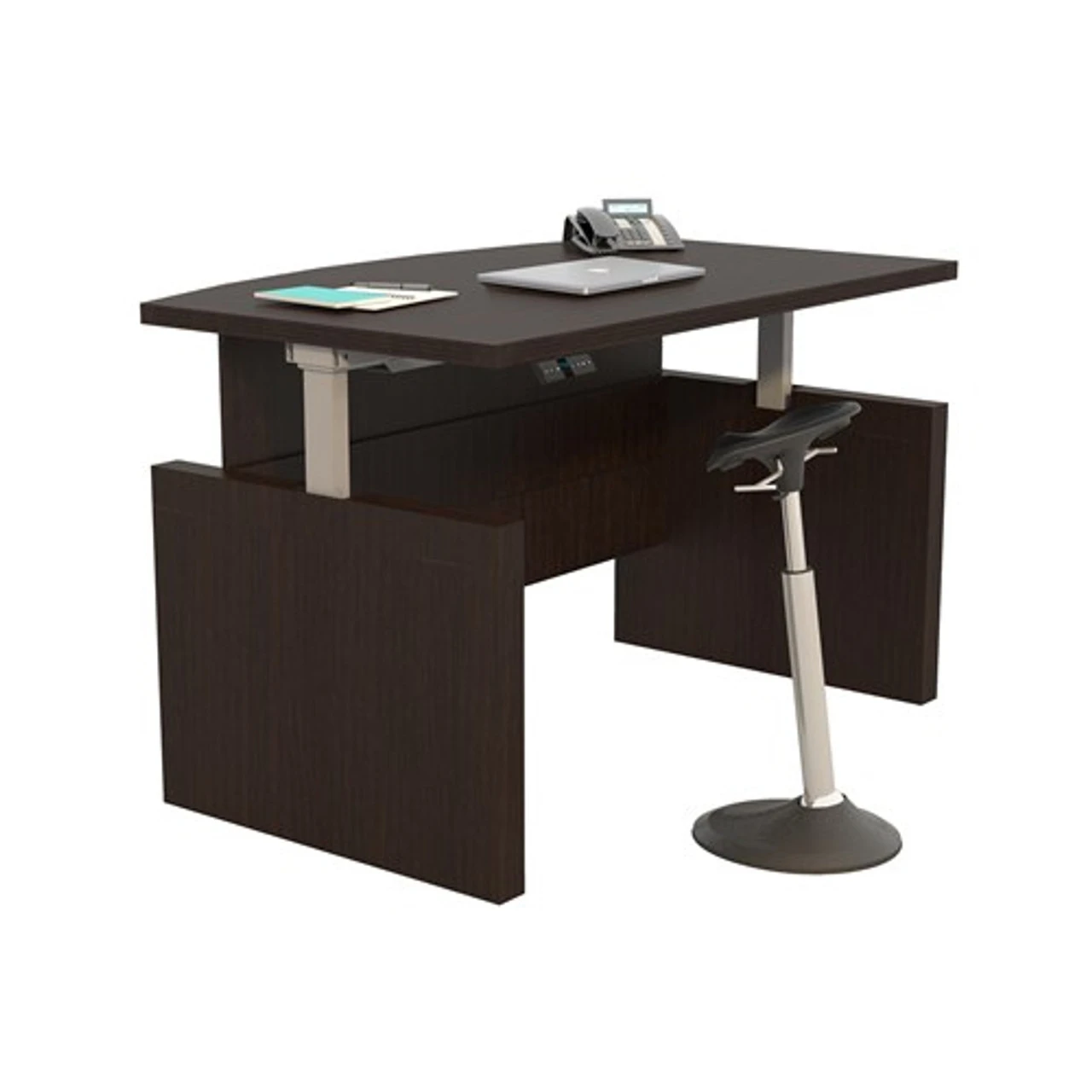 Aberdeen® 72" Height-Adjustable Bow Front Desk With Base 5 Aberdeen® 72" Height-Adjustable Bow Front Desk With Base - Image 3