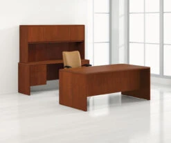 Arrowood Laminate Double 3/4 Pedestal Desk With Optional Credenza And Organizer