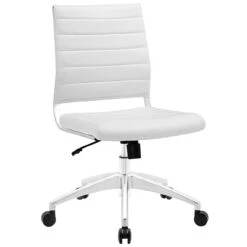 Hally Faux Leather Armless Task Chair -Office Furniture Sales Shop EEI 1525 WHI 1 45162.1532101225