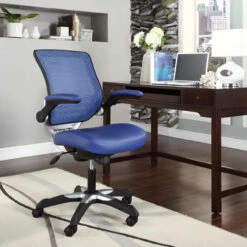 Hunter Leather Flip Arm Management Task -Office Furniture Sales Shop EEI 595 BLU 6 16462.1695230970