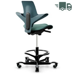 HAG Capisco Puls Saddle Chair Upholstered Seat/ 5 Day Express Ship -Office Furniture Sales Shop OCUSA 8020 EXP PETROLEUM FOOTRING 75905.1697221769