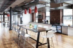 Urban Loft Wood Table With Bar Height Base