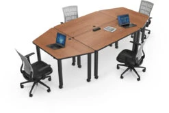 Modular Conference Table With Trapezoid Ends -Office Furniture Sales Shop modular conf table group 2 w seating w props amber cherry 37888.1477492341