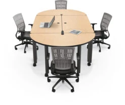 Modular Conference Table With Round Ends -Office Furniture Sales Shop modular conf table group 3 w seating w props fusion maple 26315.1477429846